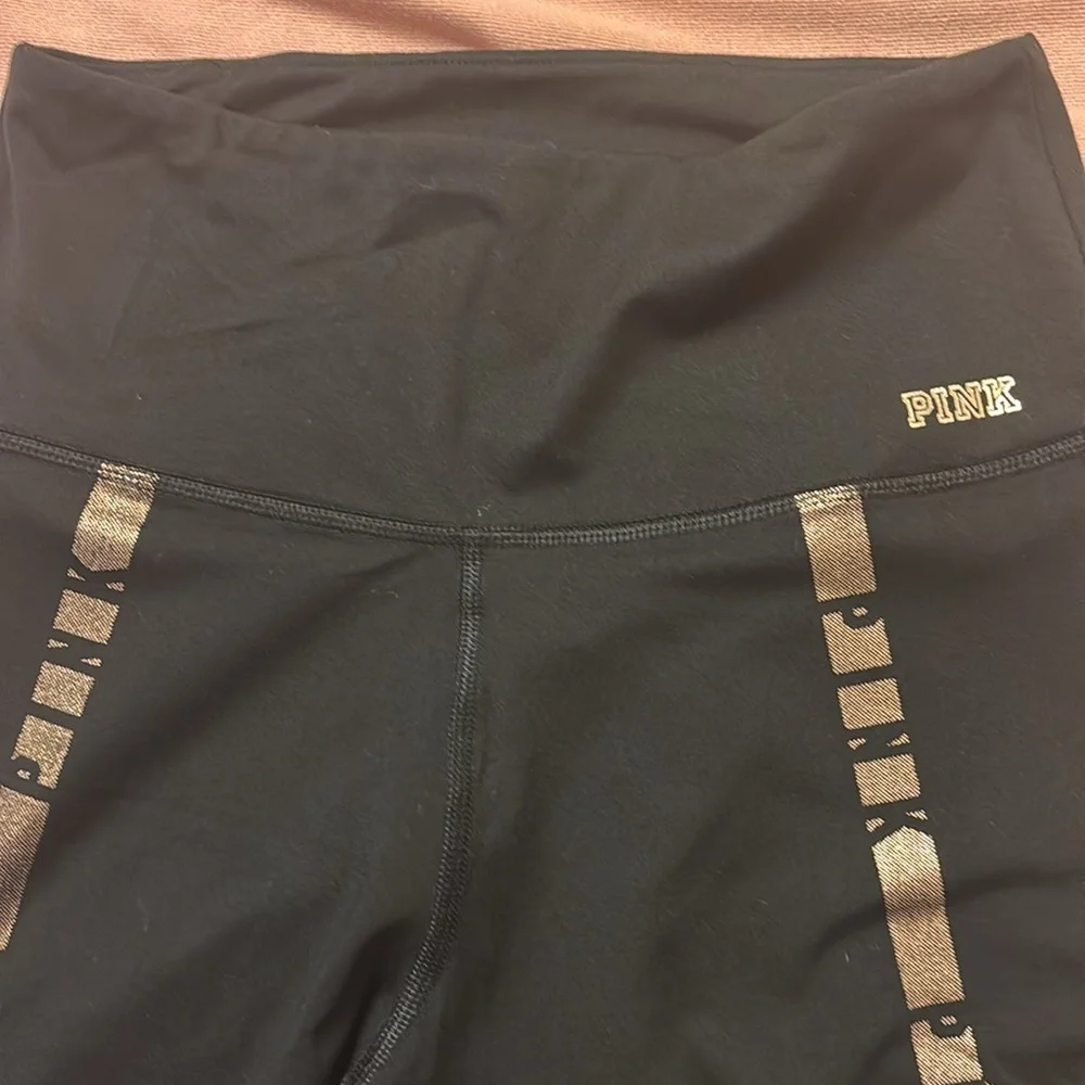 Pink Black Leggings with Gold Accents - Picture 7 of 9